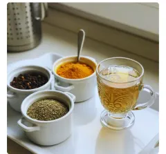 Chá com cravo, açafrão e orégano